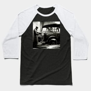 1930 mechanic working on his car - few minor repairs. Baseball T-Shirt